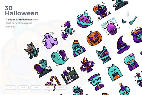 30 Halloween Icons Design Template Place