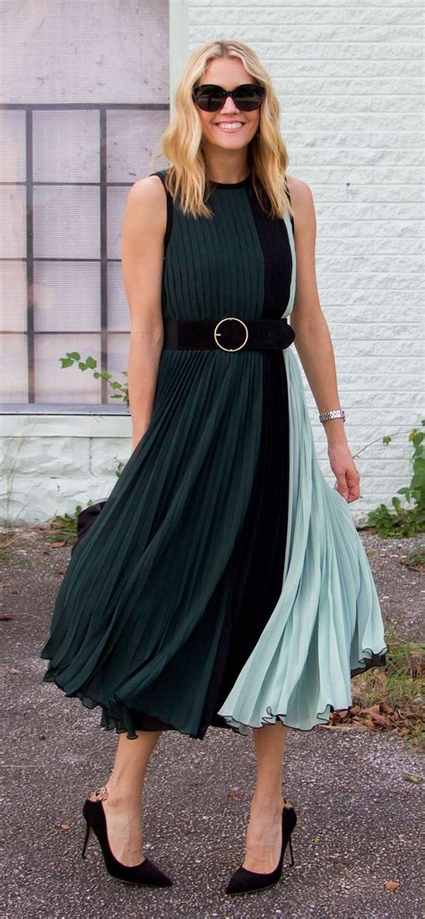 Colorblock Pleated Dress Pleated Dress Versatile Dresses Dresses