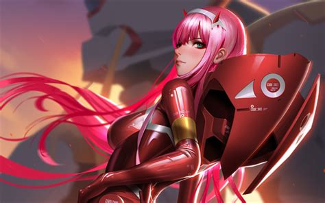 Download Wallpapers Zero Two 3d Art Pink Hair Manga Darling In The