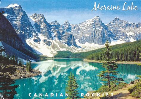 A Journey Of Postcards Moraine Lake In Banff National Park Alberta