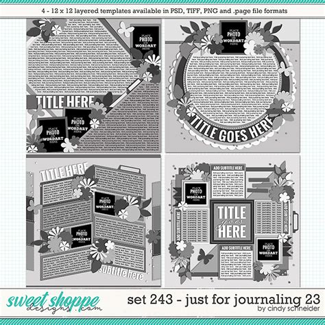 Cindys Layered Templates Set 243 Just For Journaling 23 By Cindy