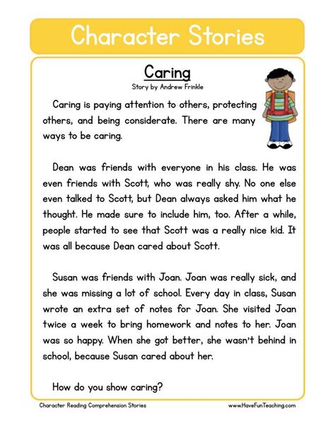 How To Teach Reading Comprehension This Caring Character Reading