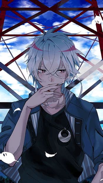 White Haired Anime Boy With Blue Eyes