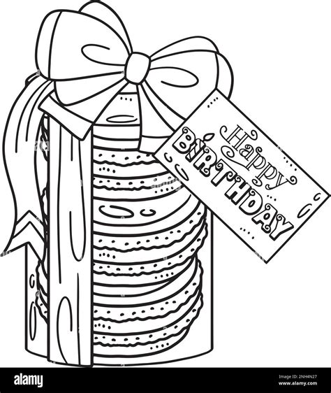 Happy birthday gift isolated coloring page stock vector image & art