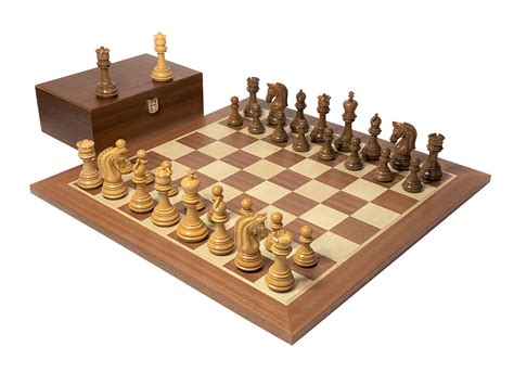 Imperial Acacia Mahogany Chess Set And Mahogany Deluxe Box Official