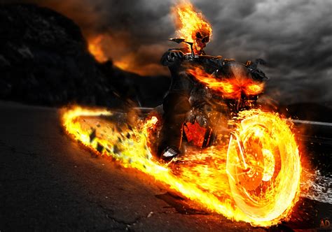 Ghost Rider On Bike Artwork Hd Superheroes 4k Wallpapers