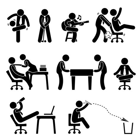 Employee Worker Staff Office Workplace Having Fun Playing Stick Figure