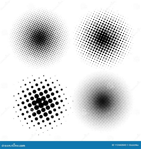 Set Of Halftone Dots Vector Circle Shapes Abstract Dotted Stippling