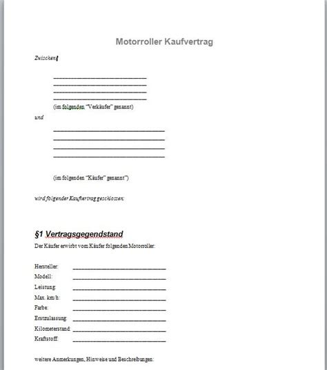 Kaufvertrage gratis muster fur roller auto und motorrad muster. Mechanismus in Autos: Kaufvertrag roller privat pdf