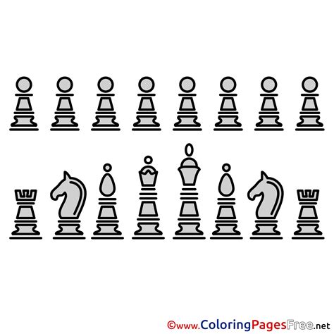 Chess Pieces For Kids Printable Colouring Page