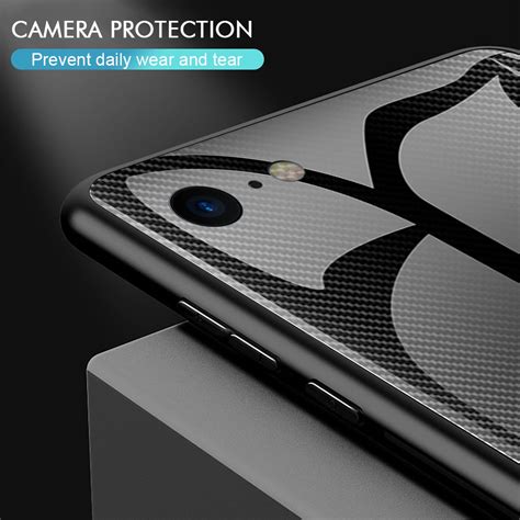 For Iphone 8 7 Texture Gradient Glass Protective Case Black