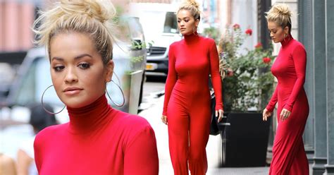Rita Ora Puts On Seriously Sexy Display In Eye Popping Red Jumpsuit And Heels Mirror Online