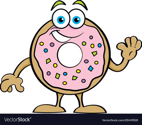 Cartoon Happy Donut Waving Royalty Free Vector Image
