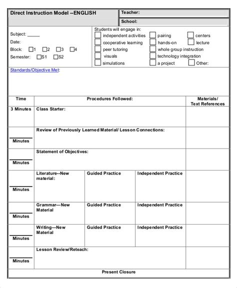 10 Lesson Plan Template High School Perfect Template Ideas