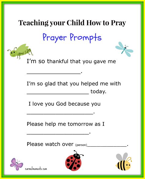 Prayer Prompts For Your Child Sunday School