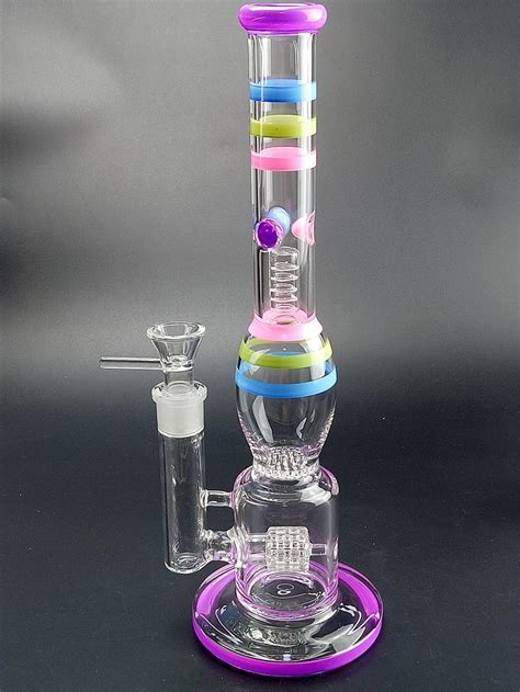 2021 18mm Female Joint Candy Color Dab Rigs Straight Tube Bong Glass Water Pipes Matrix Perc