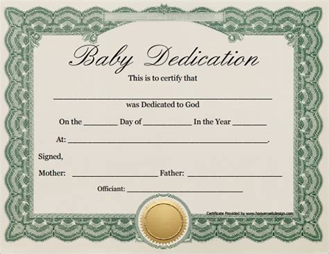 9 Sample Printable Baby Dedication Certificate Templates Sample Templates