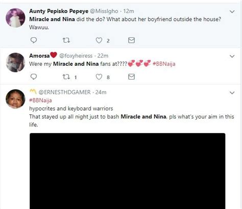 Bbnaija Nigerians React To Nina And Miracle Having Sex Torizone