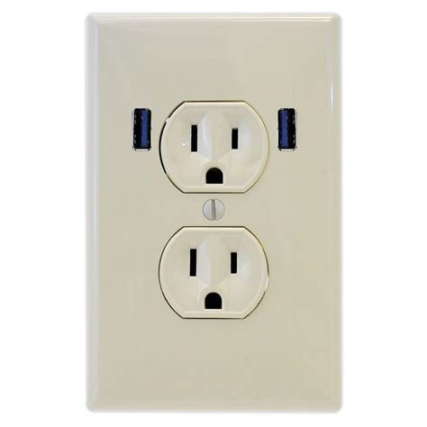 U Socket 15 Amp Standard Duplex Wall Outlet With 2 Built In Usb