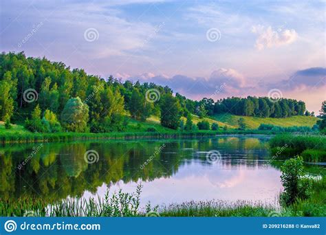Summer Calm Forest Lake Stock Photo Image Of Shot Green 209216288