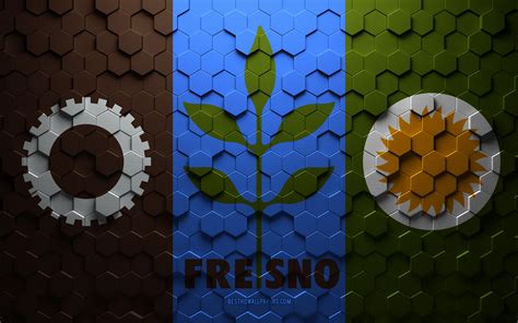 Download Wallpapers Flag Of Fresno California Honeycomb Art Fresno