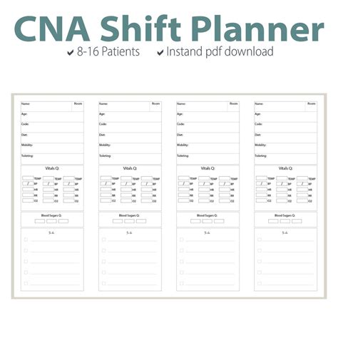 Cna Shift Planner Etsy