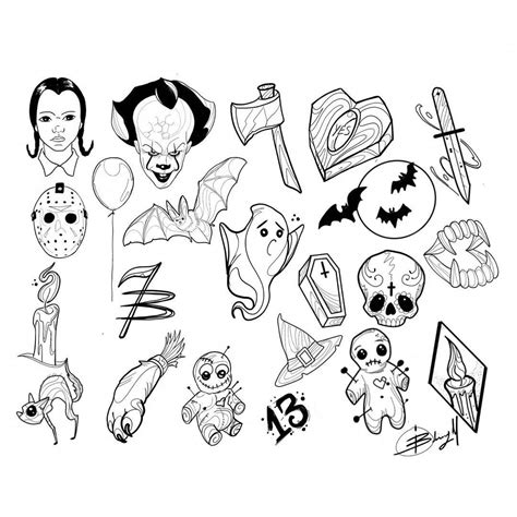 Outline Tattoo Flash Sheets