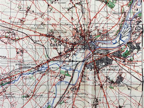 Original Wwii British Military Map Normandy Caen 1943