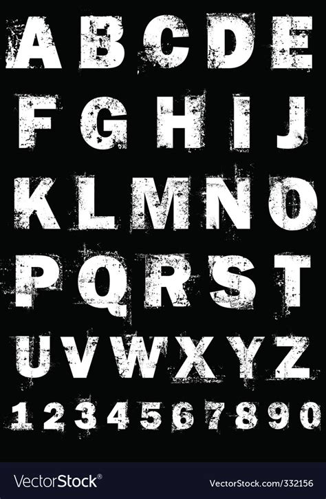 Grunge Alphabet And Numbers Royalty Free Vector Image