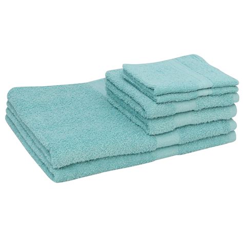 Mainstays Basic Cotton Bath Towel Set 6 Piece Set Walmart Com