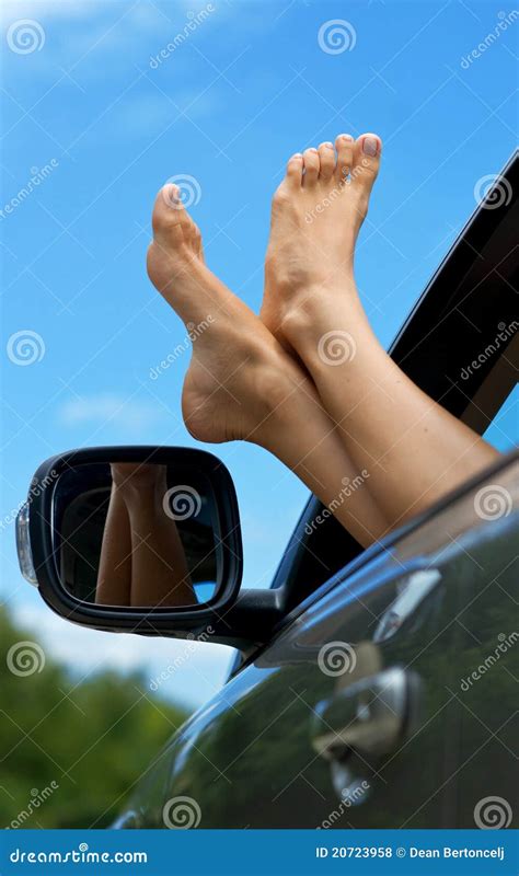 Woman Feet Out Of Car Window Royalty Free Stock Photos Image 20723958