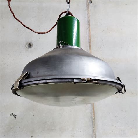 Vintage Industrial Pendant Lights With Glass 1960s 120988