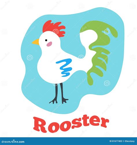 Cute Cartoon Rooster Vector Clip Art Illustration Stock Vector