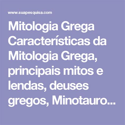 Mitologia Grega Características Da Mitologia Grega Principais Mitos E