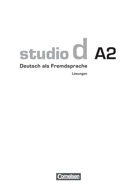 Studio D A2 Kurs Und Uebungsbuch Loesungen Studio D A Deutsch Als