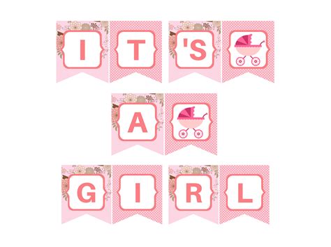 Pink Carriage Its A Girl Banner Magical Printable