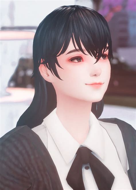 Check spelling or type a new query. (Sims 4 cc) Long Straight Hair with Bangs SFS in 2020 ...