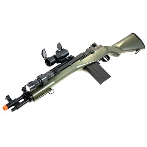 Agm M14 Socom Ris Airsoft Sniper Rifle W Flashlight And Scope Od
