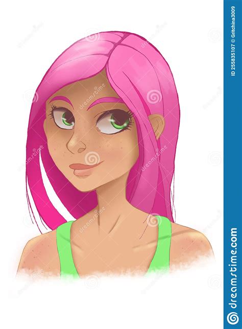 Cool Girl With Pink Hair Stock Illustration Illustration Of Youth
