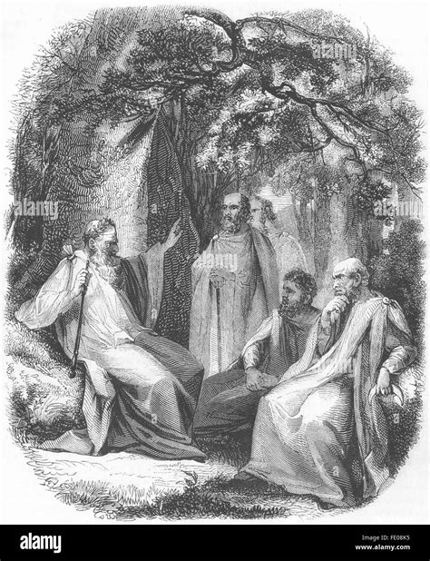 Clergy Arch Druid And Druids Antique Print 1845 Stock Photo Alamy