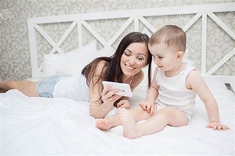 Mother And Son In Bed Stock Image Image Of Cute Love 55115489