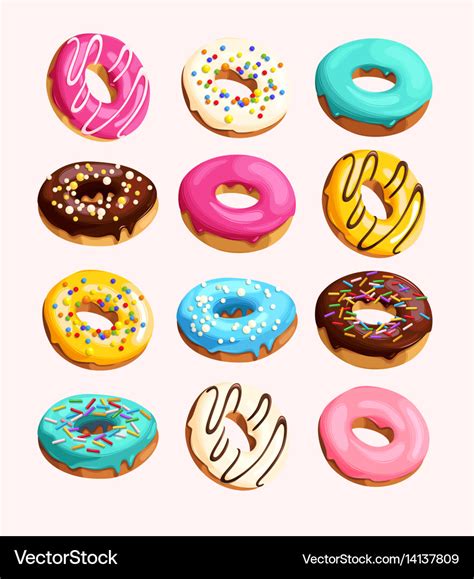 Set Of Donuts Royalty Free Vector Image Vectorstock