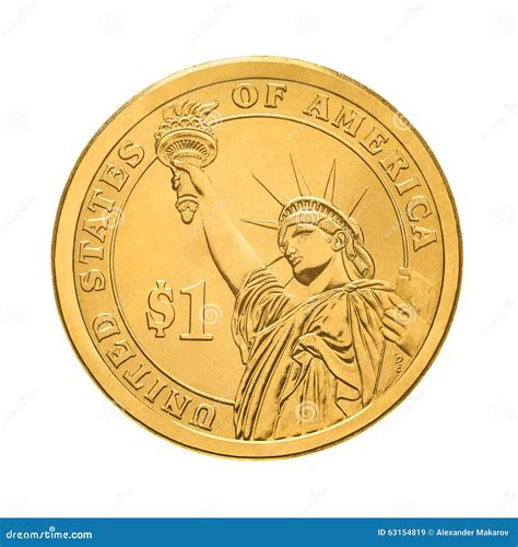 One Dollar Coin Statue Of Liberty Stock Image Image Of Golden