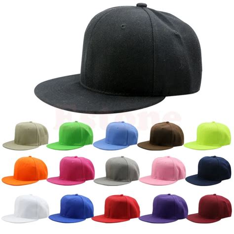 Popular Blank Plain Snapback Hats Unisex Mens Hip Hop Adjustable B Boy
