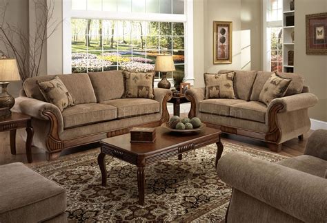 Tan Fabric Traditional Sofa And Loveseat Set Woptional Items