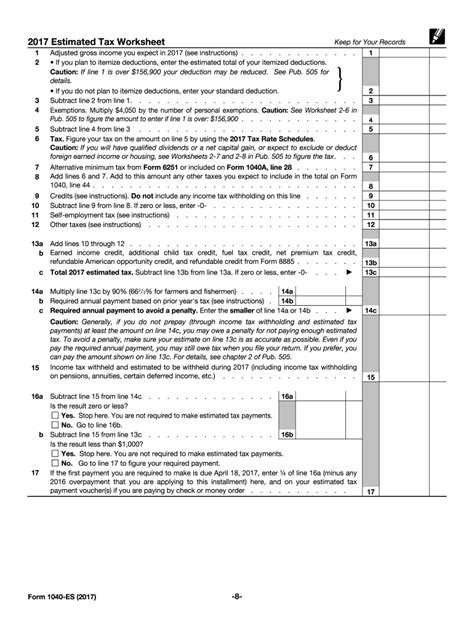 2017 Form Irs 1040 Es Fill Online Printable Fillable Blank Pdffiller