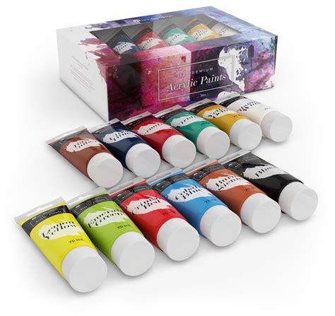 Castle Art Supplies Large Acrylic Paint Set 12 Big 75ml