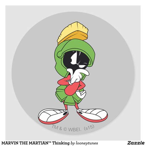 Marvin The Martian™ Thinking Classic Round Sticker Zazzle Marvin
