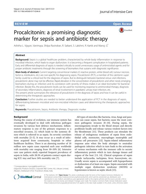 Pdf Procalcitonin A Promising Diagnostic Marker For Sepsis And