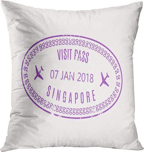Janyho Throw Pillow Cover Singapore Passport Stamp Visa For